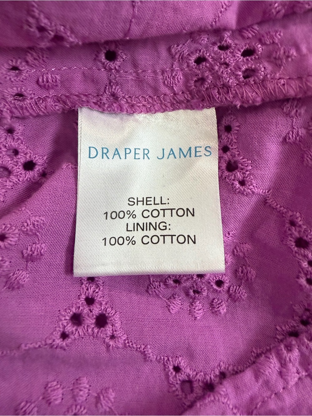 Draper James Heidi Purple Eyelet Puff Sleeve Cotton Top Small - Picture 5 of 11